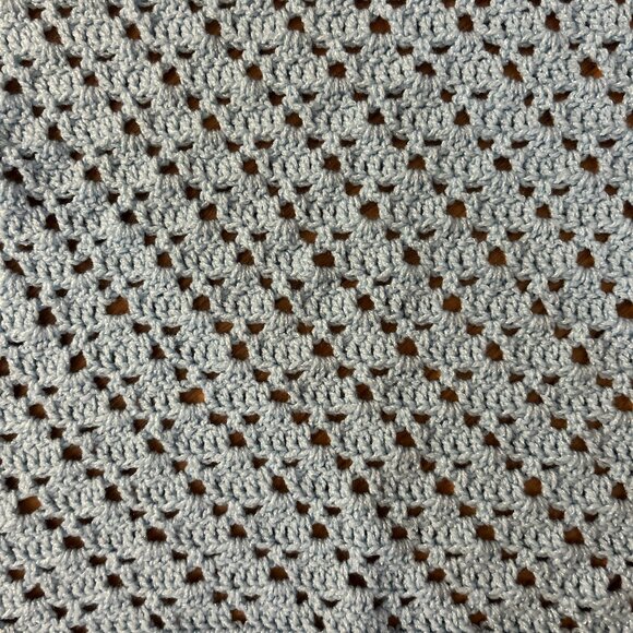 Handmade Beautiful Blue Baby Afghan Approximately 39 x 40 1/2 inches - Picture 2 of 3